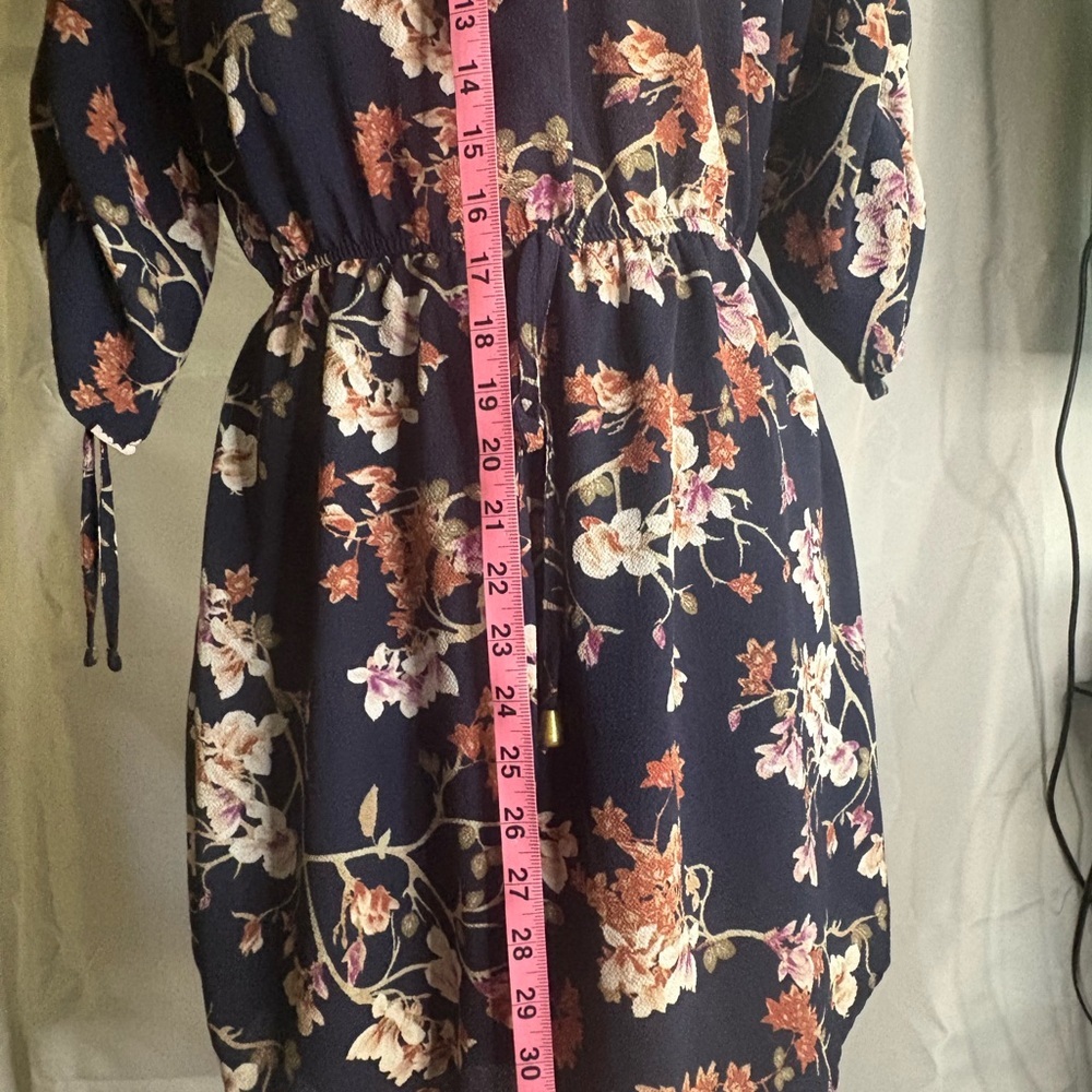 Floral Navy Dress/Long top with Pink and White Accents - Picture 6 of 9